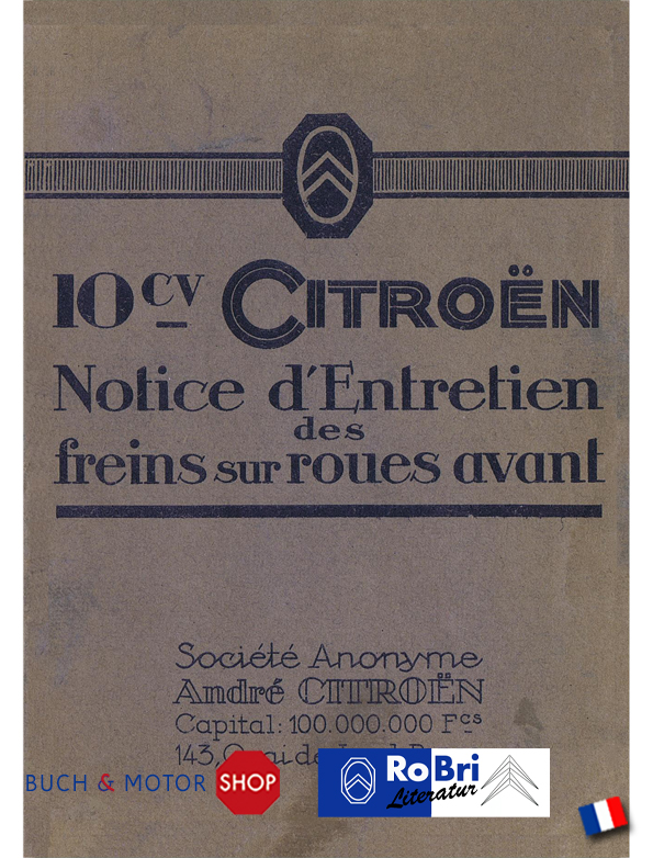 Citroën 10CV Notice d'entretien freins sur roues avant
